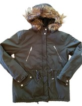 Forever 21 Hooded Jacket Faux Fur Collar Coat Womens M Insulated Militar... - $23.02