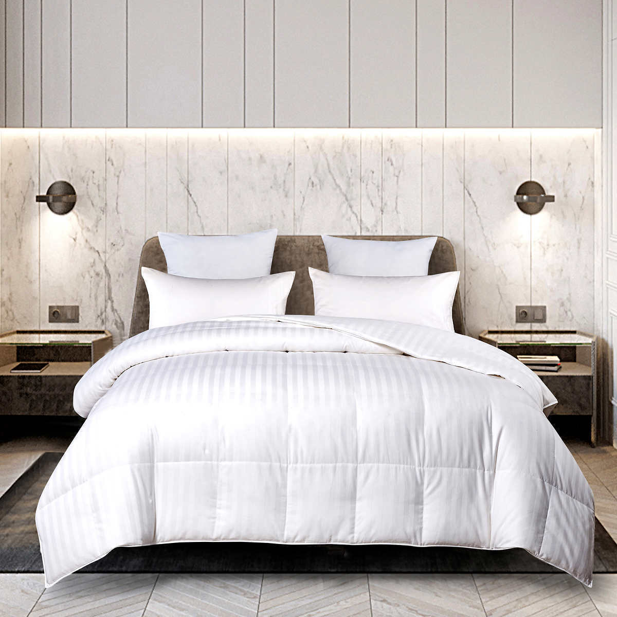 Hotel Grand White Down Luxury Comforter, Queen/Full 90"X98" Hypoallergenic - £110.12 GBP
