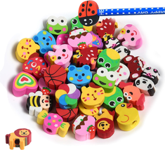 35PCS Fun Animal Fruit Pencil Topper Erasers for Kids Bulk,Cute Top Erasers Caps - $12.19