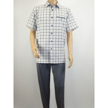 Men 2pc Walking Leisure Suit Short Sleeves By DREAMS Checker 283-10 Gray image 5