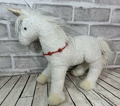 Douglas Cuddle Toy plush white unicorn red ribbon roses  - £15.53 GBP