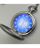 Relic Folio Pocket Watch Men Half Hunter Silver Blue Quartz Analog New B... - $534.40 MXN