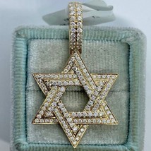 2Ct Round Cut Lab-Created Diamond Star of David Pendant 14k Yellow Gold Plated - £112.10 GBP