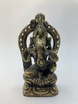 Ganesh Statue Brass Sculpture Taj Ganesha Lord Hindu God Figure 3.5" x  2" - $12.50