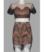 TOBI 2 Pc Cropped Mesh Upper Lace Overlay Top &amp; Short Mini Skirt Set Wm&#39;... - $54.69 CAD