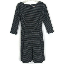 Merona Dress Size S Small Black Striped 3/4 Sleeve Back Zipper Stretch Fabric  - £21.21 GBP