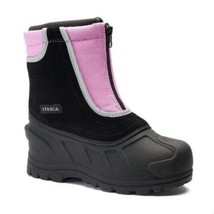 Girls Snow Boots Winter Itasca Mid Removeable Liner Black Pink $50 NEW-s... - $22.77