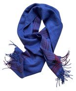 GOBI 100% Pure New Cashmere Blue &amp; Red Fringed Scarf Stripe Solid Shawl ... - $48.95 CAD