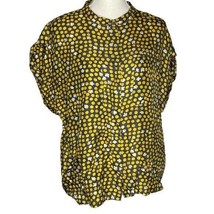 Women&#39;s Cabi Clover Dots Silk Blouse Shirt Gray Yellow 100 % Silk Top 18... - £11.56 GBP