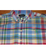 Ralph Lauren Boys Shirt Plaid Size L (14-16) 100% Cotton Short Sleeve - $15.00