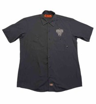 Dickies Renegade Edgewater Short Sleeve Button Up Shirt Black Biker Eagl... - $24.19