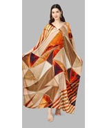 Indian Printed Feather Brown Mix Kaftan Dress Women Nightwear - £23.30 GBP