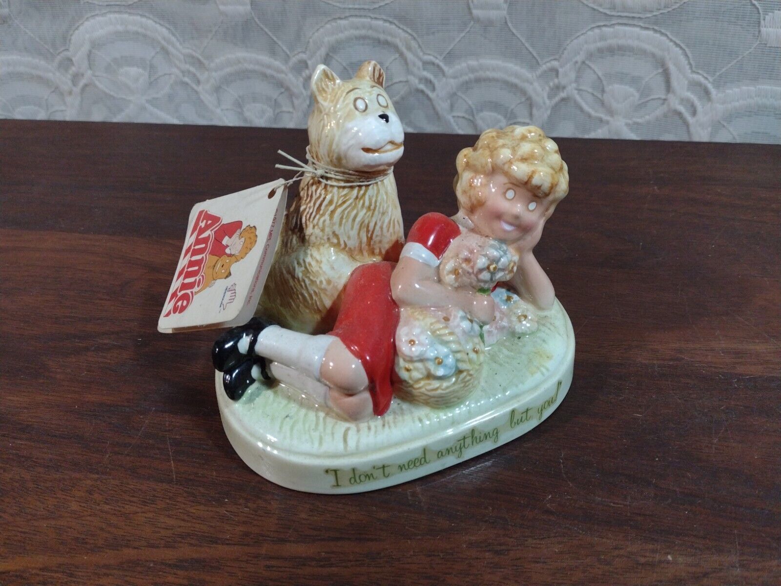 1982 Little Orphan Annie and Sandy Figurine by Applause ORIGINAL PAPER TAG LABEL - $13.99