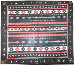 Tribal Aztec Paisley Black 22&quot;x22&quot; 100% Cotton Bandanna Bandana - £10.07 GBP