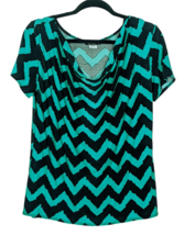 STAR VIXEN Women&#39;s Chevron Striped Bright Jewel Green Top Shirt Blouse, ... - $15.85