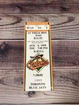 Baltimore Orioles vs Toronto Blue Jays Aug 3rd 1995 ticket stub Baseball MLB - £5.53 GBP