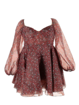NWT Selkie Princess in Crimson Darling Ditsy Floral Puff-Sleeve Mini Dress 3X - £167.86 GBP
