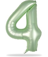 40&quot; Sage Green Number 4 Foil Balloon – Helium-Ready Party Decoration - $7.87