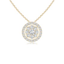 ANGARA Lab-Grown 0.28 Ct Round Cluster Diamond Halo Pendant Necklace in 14K Gold - £433.08 GBP