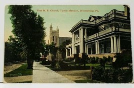 Bloomsburg Pa First M.E. Church, Tustin Mansion c1910 Postcard H17 - $11.95