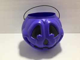 Vtg Purple Halloween Pumpkin Blow Mold Bucket Pail Trick-Or-Treat USA Gen Foam - £22.24 GBP