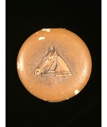 Vintage 1940s Tan Leather Horse Portrait Makeup Compact with Mirror - £18.38 GBP