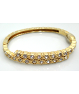 Gold Tone Bracelet with Clear Rhinestones Magnetic Closure - $7.36