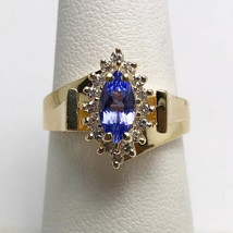 2Ct Marquise Cut Simulated Tanzanite Wedding Ring 14K Yellow Gold Plated Silver - £100.79 GBP