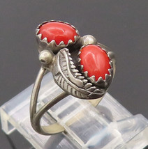 925 Sterling Silver Vintage Ring NAVAJO Carved Beaded Carnelian Sz 5  RG27721 - £42.07 GBP