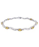 Galaxy Gold GG, 14K Solid White Gold, Natural Citrine and Diamond Tennis... - $773.18
