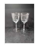 Tiffin Franciscan Floral Etched Flanders Water Goblets, Clear Stemware, ... - $526.87 MXN