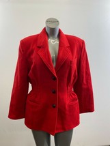 Runaway Bay Jeans Women&#39;s Button Up Coat Size 12 Red Wool Blend Long Sleeve - $7.92