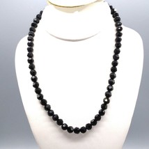 1928 Faceted Black Beads Necklace, Classic and Classy Strand, Vintage Glass Bead - £28.31 GBP