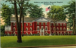Linen Postcard Pennsylvania Wellsboro PA Soldier&#39;s &amp; Sailors Memorial Hospital - £10.71 GBP