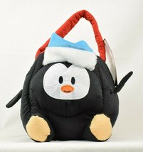 Let it Snow Holiday Christmas Tote Penguin 3D Plush Basket 8 inch - $6.41