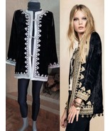 Luxury Black Embroidered velvet Jacket for women with Silver, Moroccan t... - £196.96 GBP