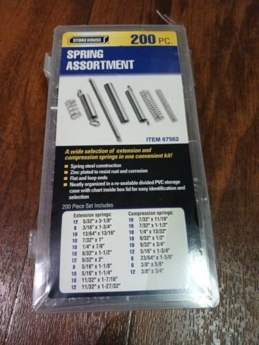 200 Piece Spring Assortment Extension &amp; Compression US Ship NEW handy pr... - $12.86