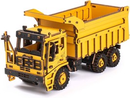 ROBOTIME 3D Wooden Puzzle Toy Construction Vehicles DIY Model Dump Truck - £17.68 GBP