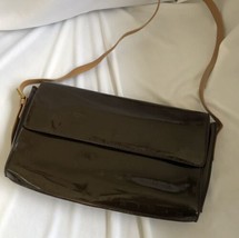ARCADIA Brown PATENT LEATHER Shoulder Bag CLUTCH  - $20.22