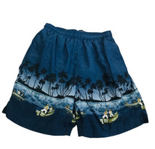 CHEROKEE Island Fishing Blue Print Lined Boys Swim Board Shorts Size Medium - £8.94 GBP