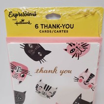Notecards, Hallmark Expressions Thank You Cards, set of 6, Pink Cats, blank image 2