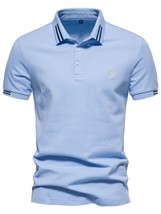 Men&#39;s Embroidered Striped Short Sleeve Polo - €33,10 EUR