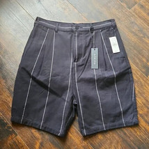 nwt $40 PACSUN black+gray stripe cotton golf shorts 31 pleated bermudas new - $19.79