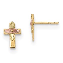 Black Hills Gold 10K Tri-Color Cross Earrings - £143.87 GBP