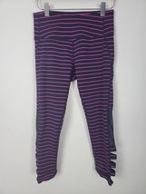 Mondetta Workout Legging Capri XS Womens Blue Pink Striped Mesh Side Cut... - £16.58 GBP
