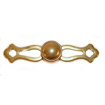 Vintage Pull Brass Plated Dresser Drawer Handle Plate and Handle 5 1/4&quot; ... - $2.45