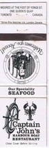 Matchbook Cover Captain John&#39;s Harbour Boat Seafood Restaurant Toronto Ontario - £2.31 GBP