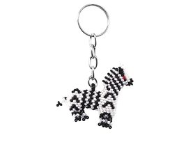 Mia Jewel Shop Zebra Czech Glass Seed Bead 3D Figurine Keychain Metal Ring - Han - £11.72 GBP