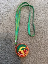 KNIGHTS OF SPARTA red helmet Rubber Medallion Necklace w Light Mardi Gras - $129.05 MXN