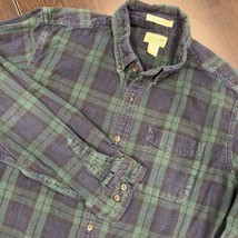 LL Bean Mens Flannel Shirt Large Traditional Fit Button Down Green Blue ... - $30.87